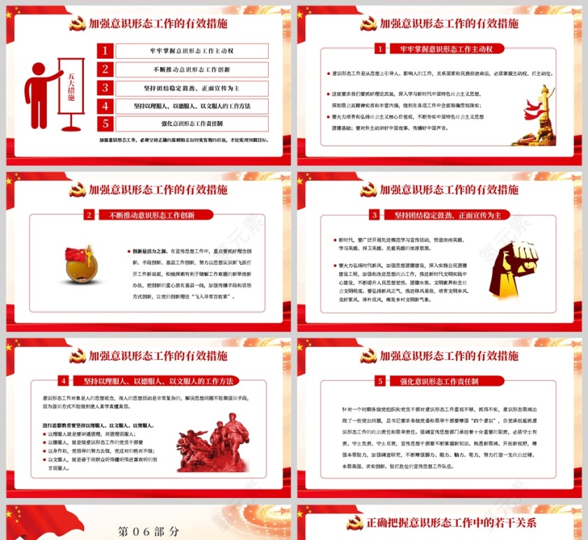 红色党政风坚定不移做好新时代意识形态工作PPT模板第5张