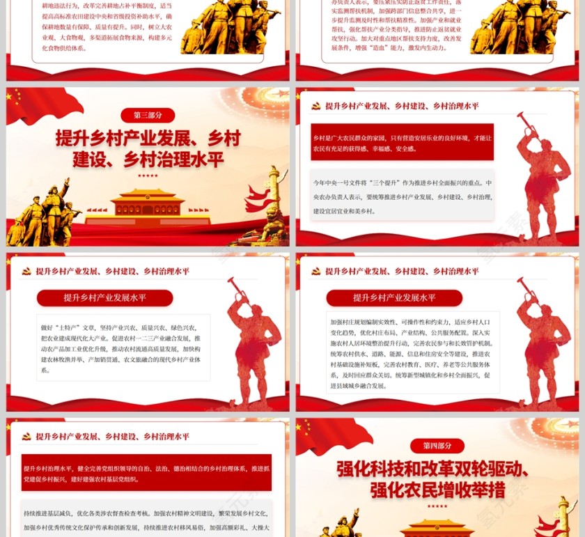 红色党政风中央一号文件要点解读PPT模板第3张