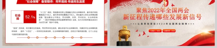 红色党政风2022年全国两会PPT模板第6张