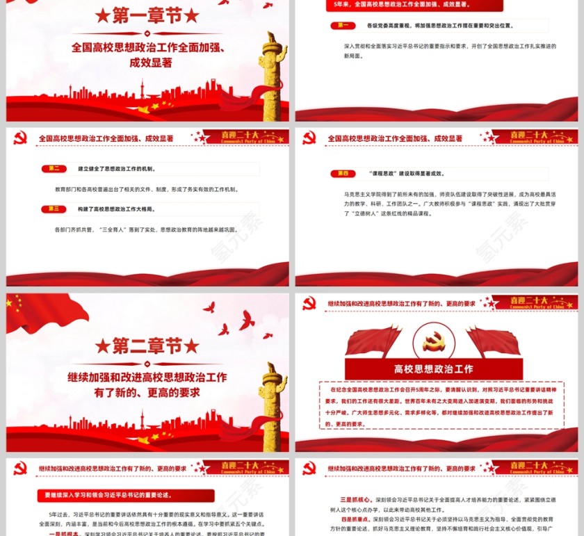 红色党政风以高校思政工作优异成绩迎接党的二十大召开PPT模板第2张