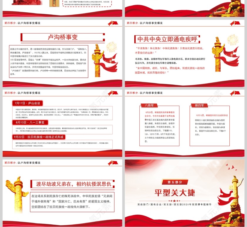 红色党政风生死存亡筑长城中国共产党推动形成抗日民族统一战线PPT模板第4张