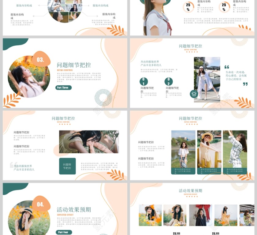 现代时尚橙色夏日服装新品发布会图文风PPT第3张