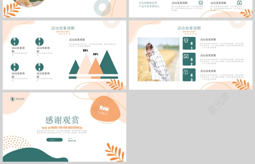 现代时尚橙色夏日服装新品发布会图文风PPT第4张