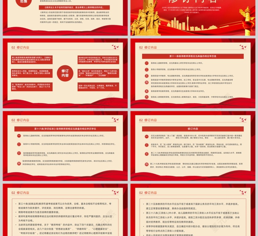 红色党政风学习解读中华人民共和国教师法PPT模板第3张