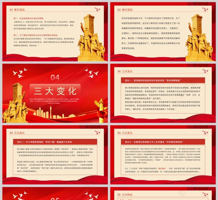 红色党政风学习解读中华人民共和国教师法PPT模板第5张