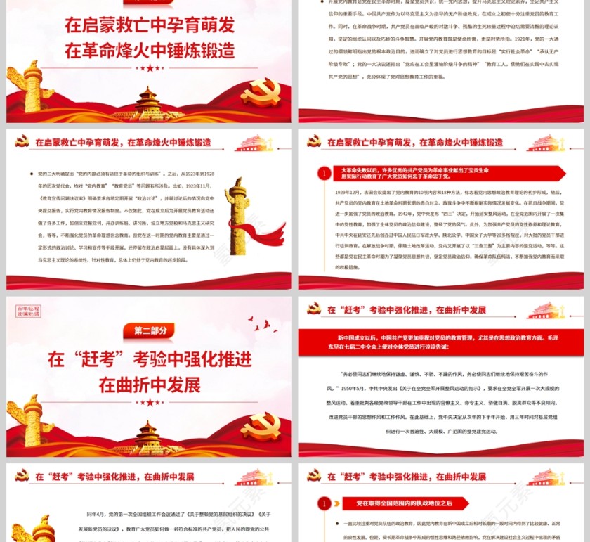 红色党政风中国共产党党内教育的百年历程PPT模板第2张