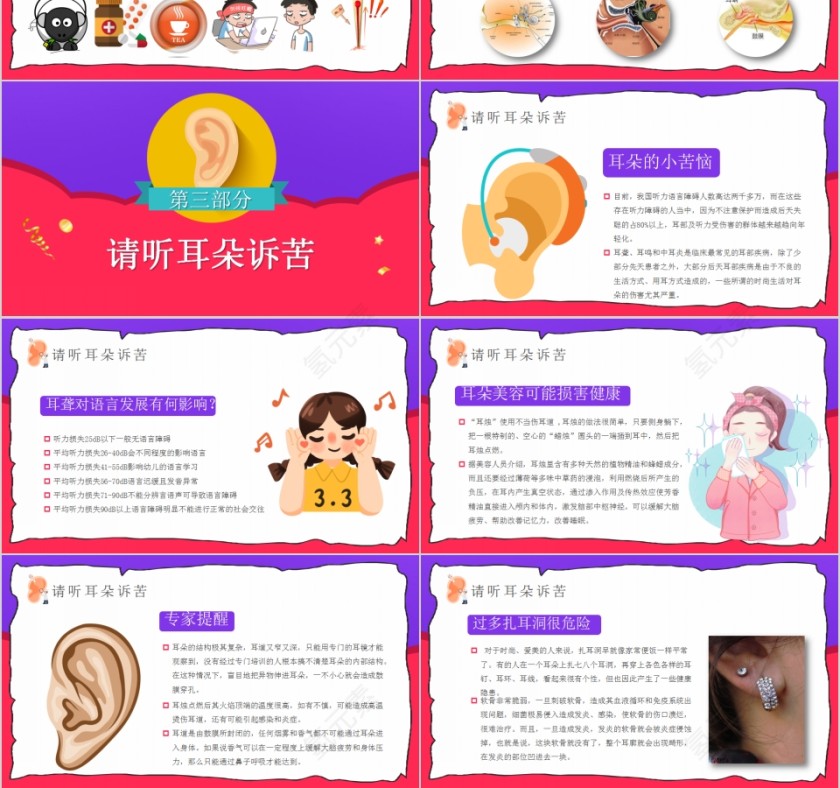 简约清新3月3日全国爱耳日PPT模板第3张