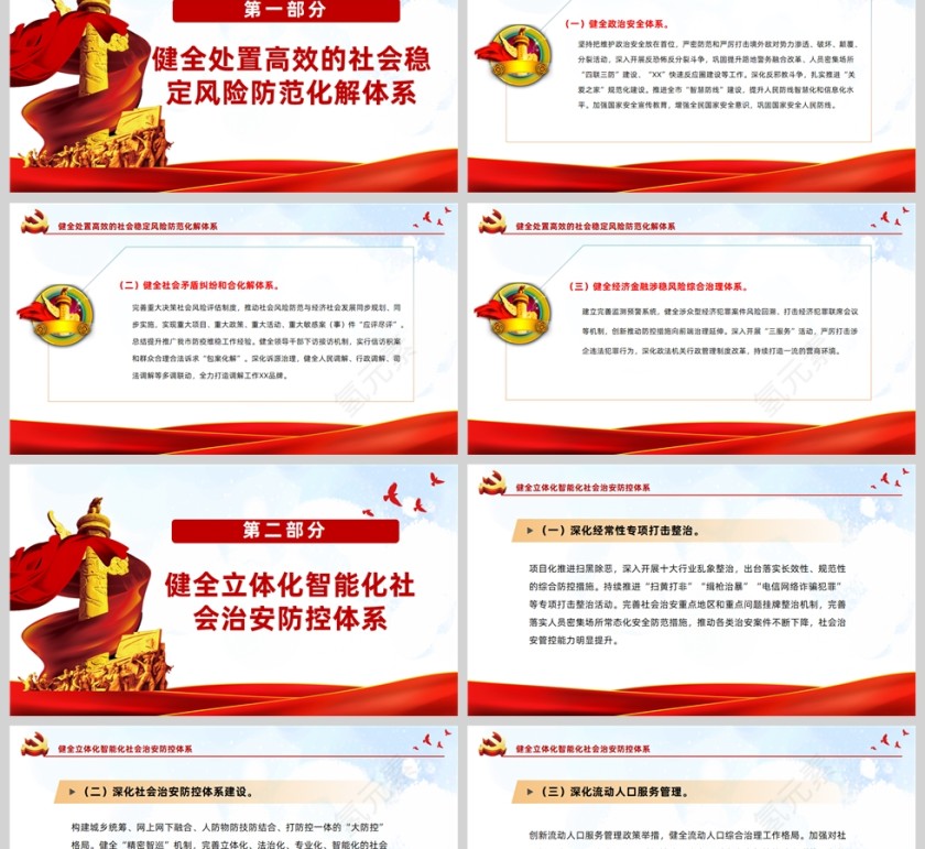 红色党政风市域社会治理现代化工作情况报告PPT模板第2张