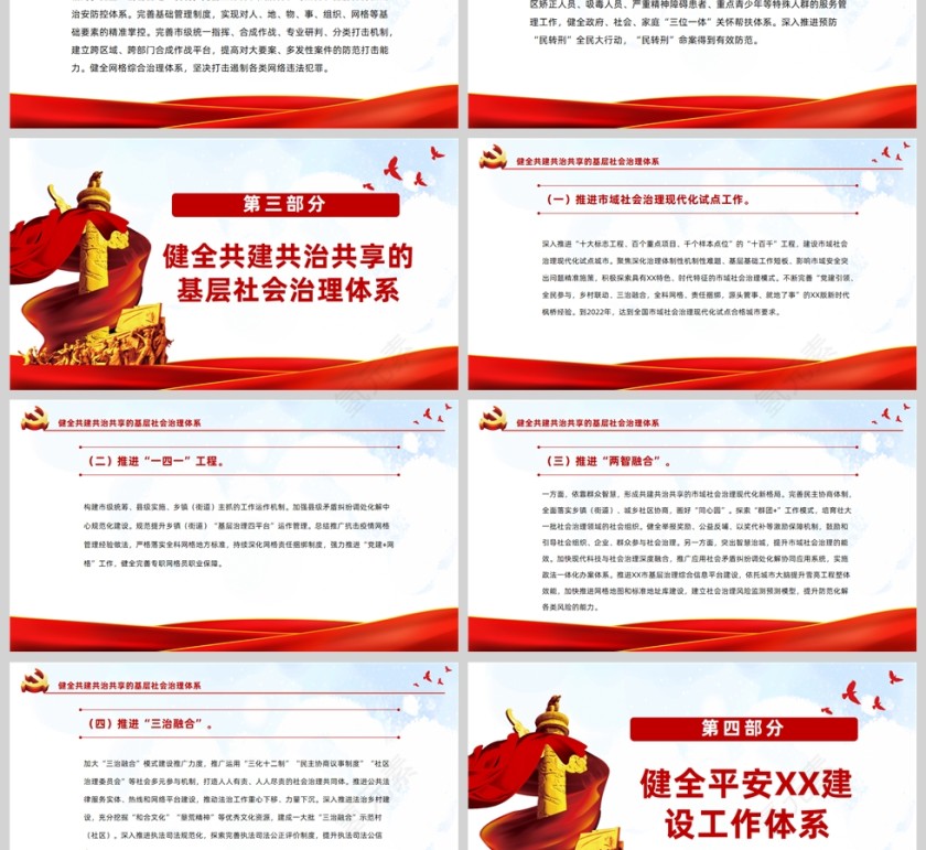 红色党政风市域社会治理现代化工作情况报告PPT模板第3张