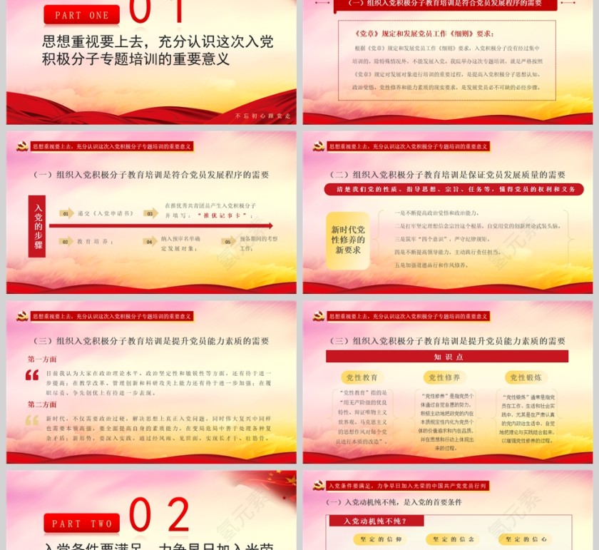 红色党政风入党积极分子培训专题辅导PPT模板第2张