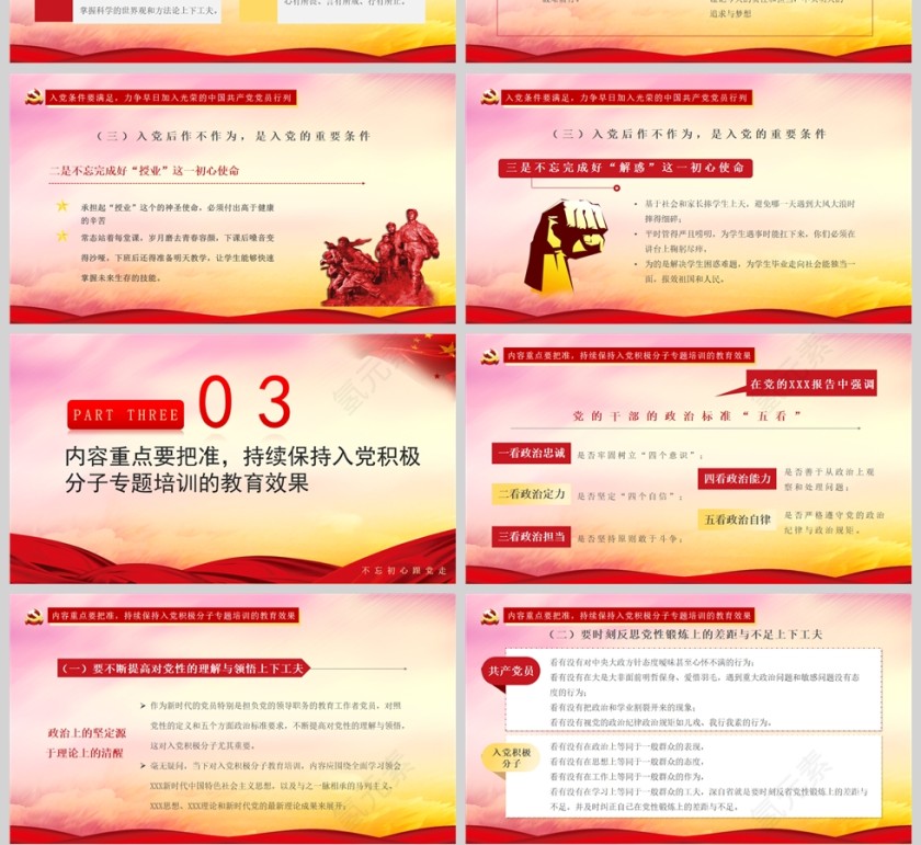 红色党政风入党积极分子培训专题辅导PPT模板第4张