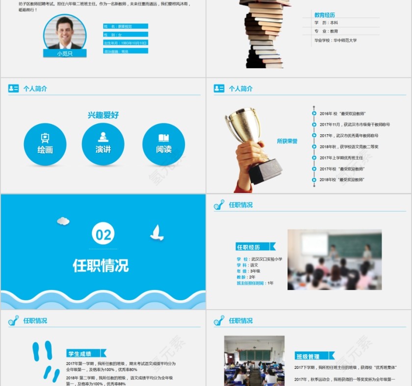 蓝色简约新教师自我介绍PPT模板第2张