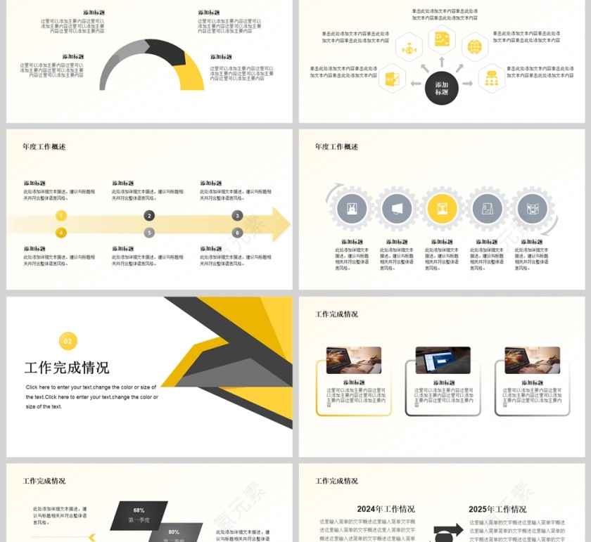 黄色简约大气年终述职报告PPT模版第2张