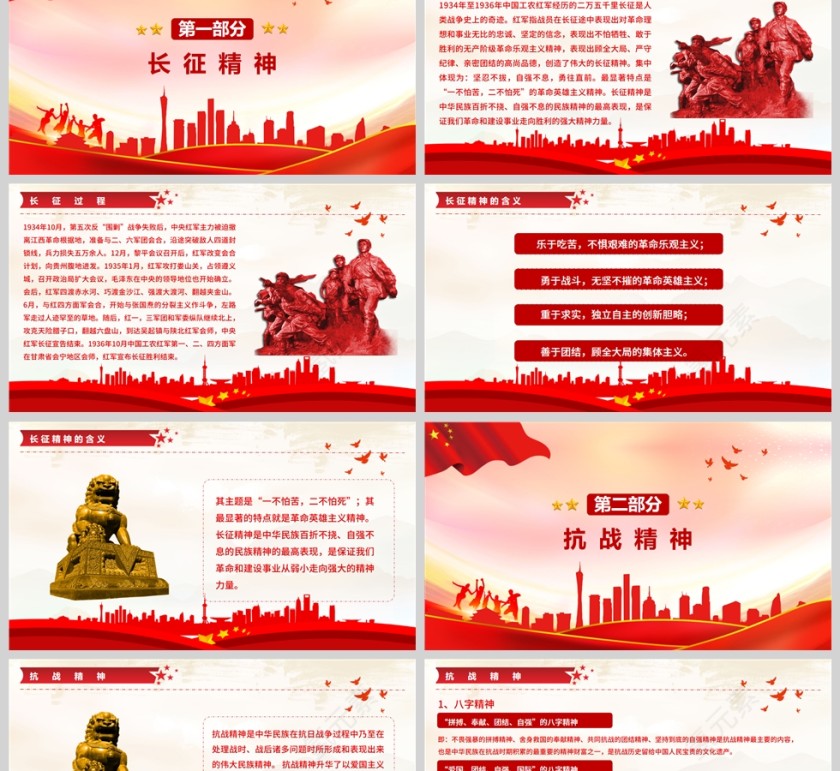 红色党政风学习红色精神牢记使命担当PPT模板第2张