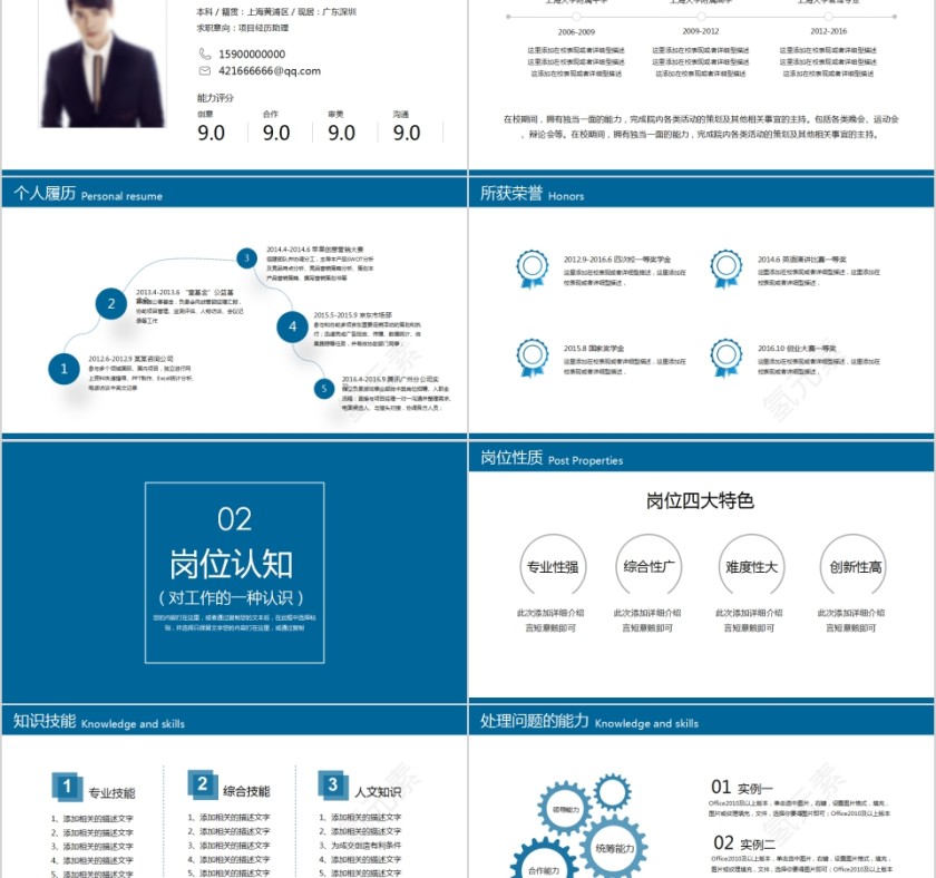 清新个人简历岗位竞聘报告PPT模板第2张