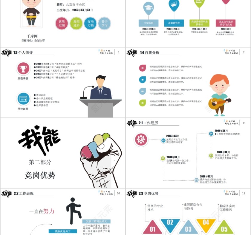创意卡通手绘风格个人简历PPT模板第2张