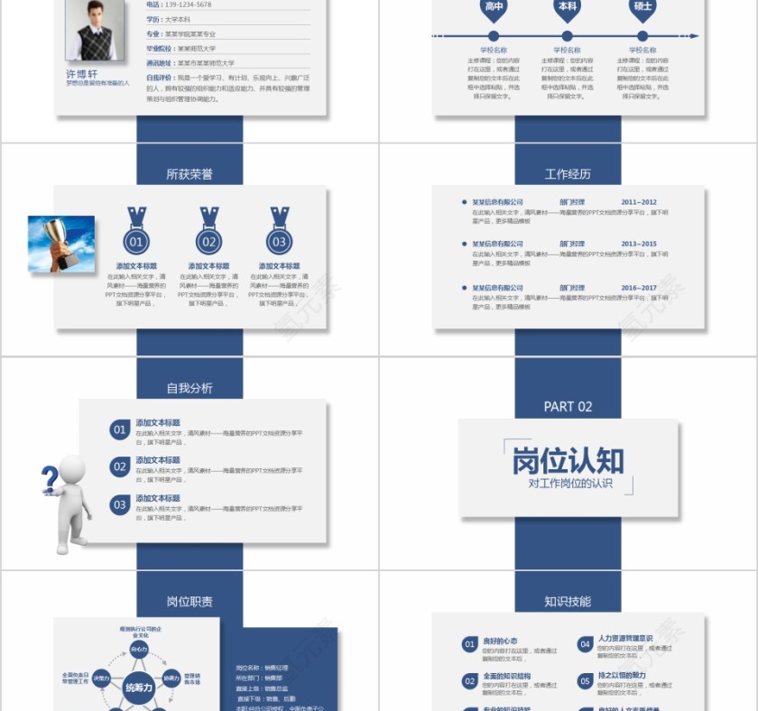 简约蓝色岗位竞聘PPT模板第2张