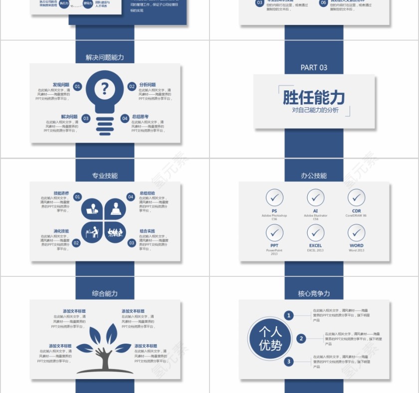 简约蓝色岗位竞聘PPT模板第3张