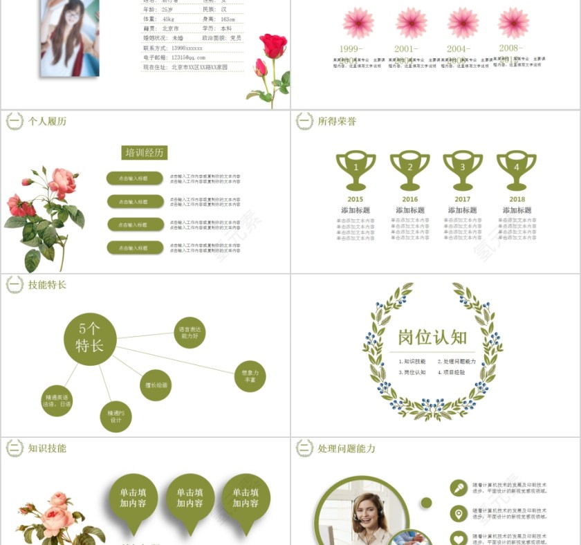 简约清新个人简历PPT模板第2张