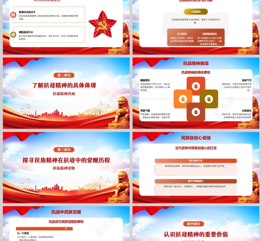 让抗战精神烛照新征程学习党课PPT第2张