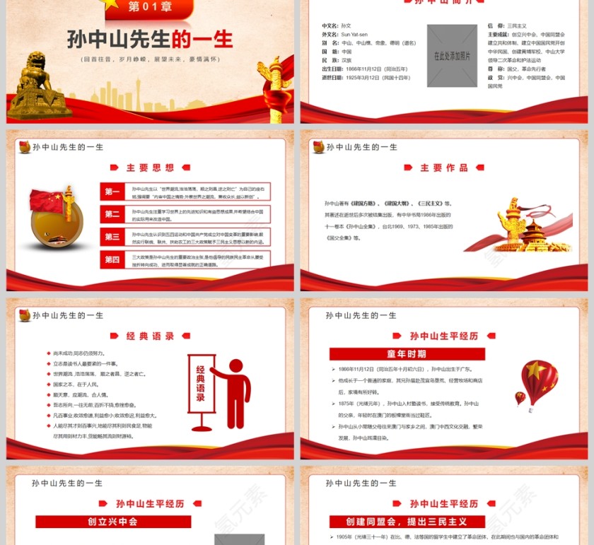 红色党政风纪念辛亥革命111周年PPT模板第2张