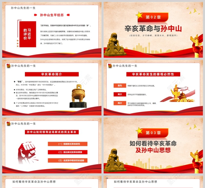 红色党政风纪念辛亥革命111周年PPT模板第5张