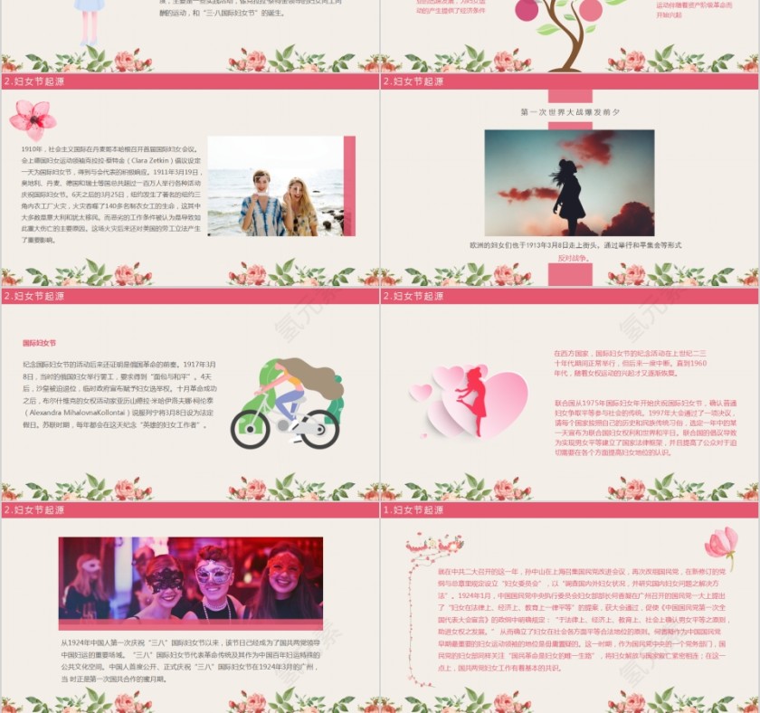 粉色简约3.8妇女节快乐节日主题PPT模板第3张