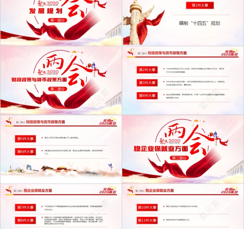 聚焦2020两会要干好100件大事PPT第2张