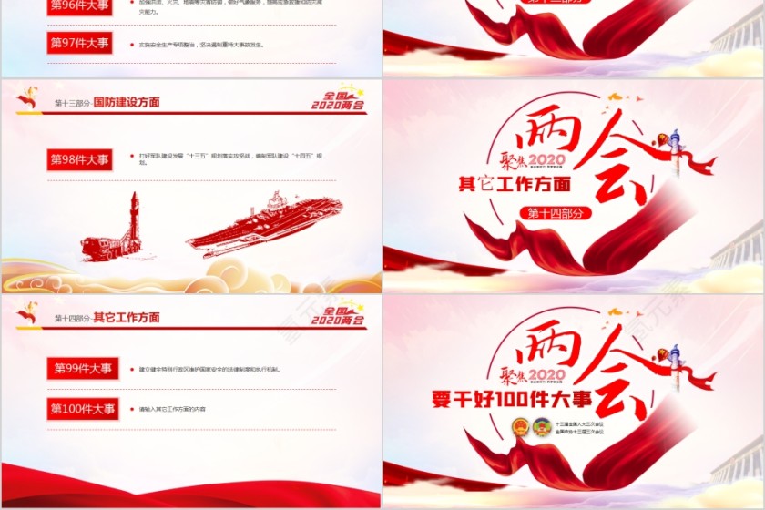 聚焦2020两会要干好100件大事PPT第9张