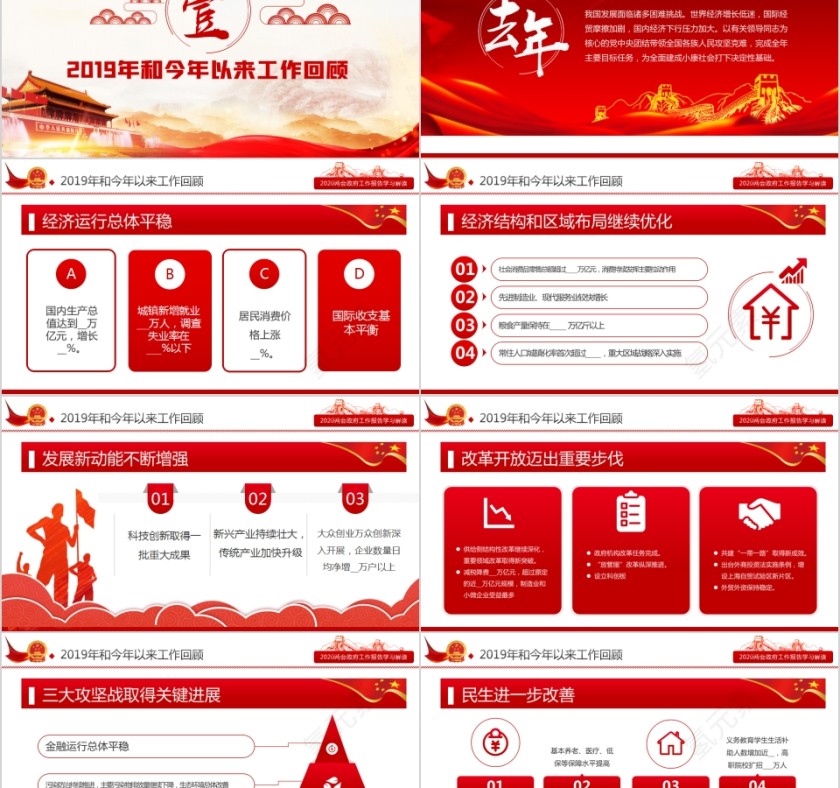 奋战决胜之年2020年两会政府工作报告学习解读PPT第2张