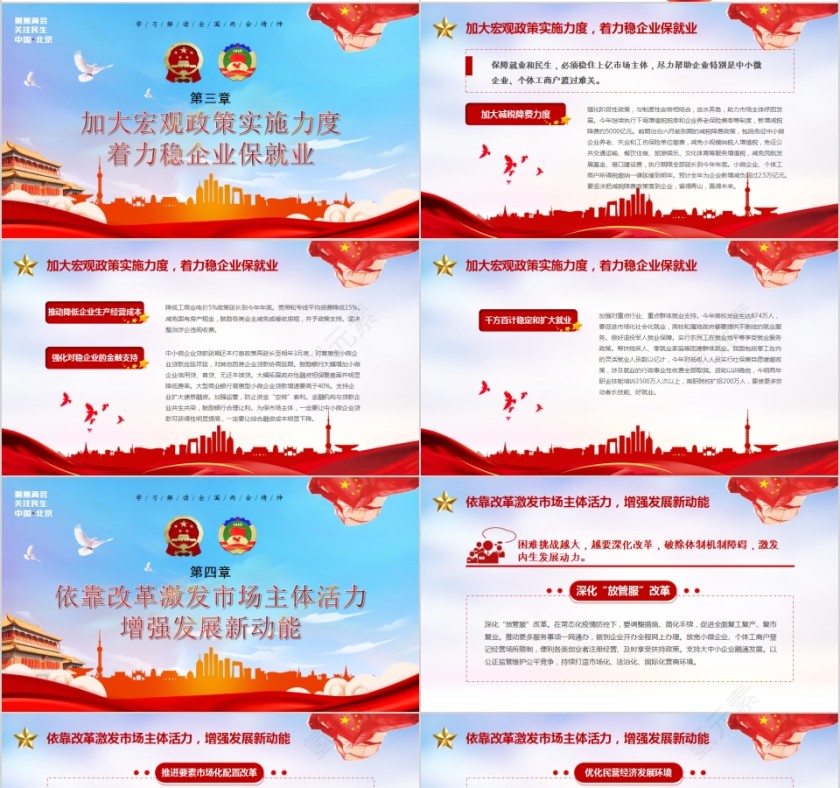 简约清新聚焦全国两会2020年政府工作报告PPT第4张