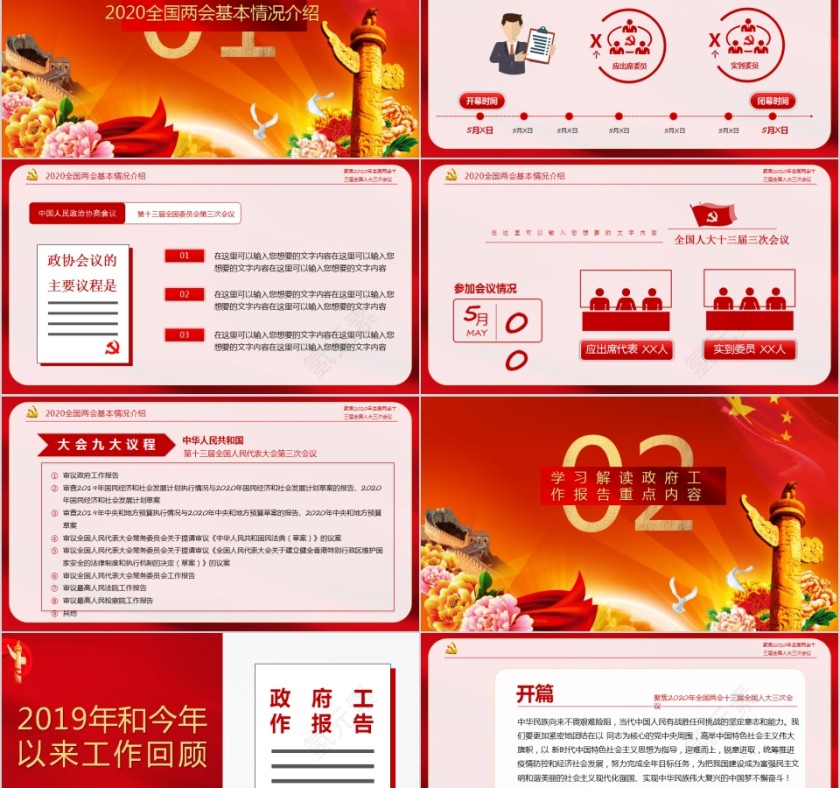 聚焦全国两会2020年政府工作报告PPT第2张