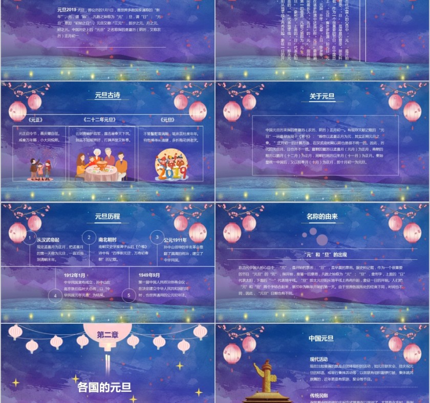 紫色大气元旦快乐PPT模板第2张