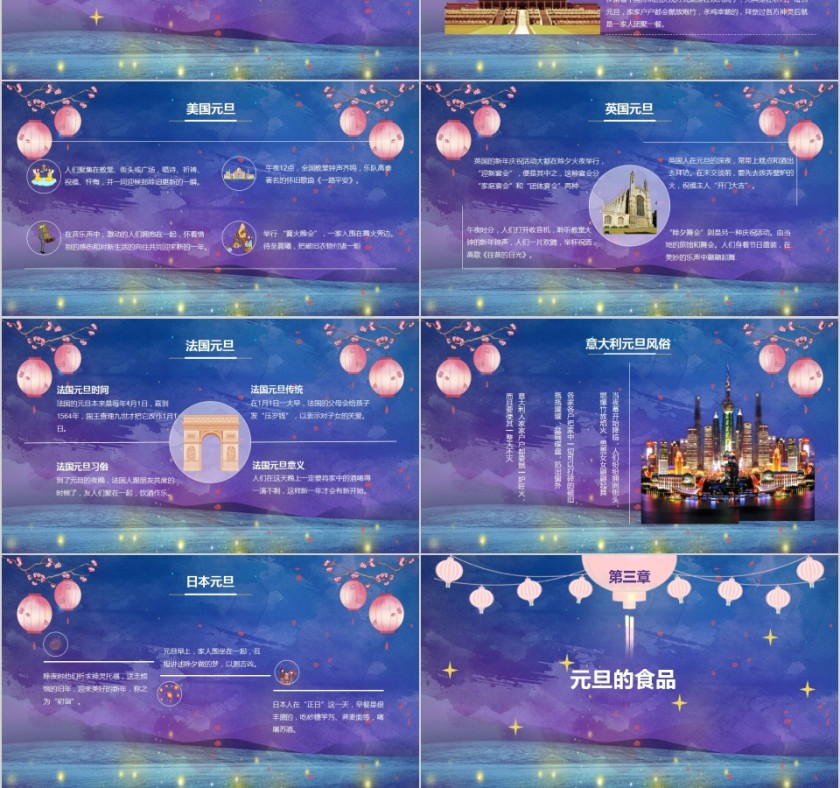 紫色大气元旦快乐PPT模板第3张