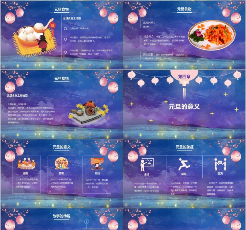 紫色大气元旦快乐PPT模板第4张