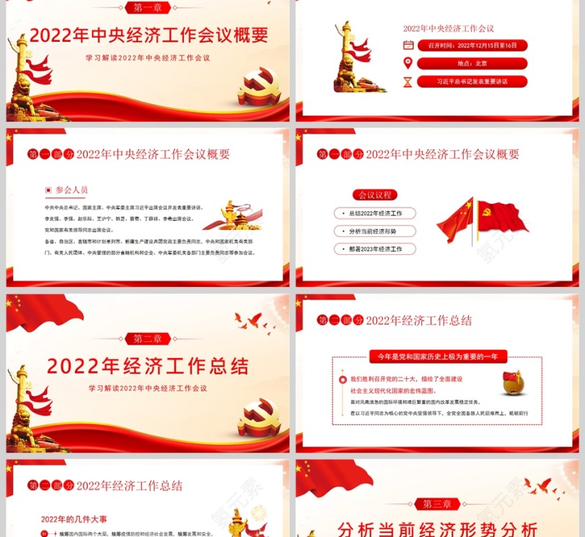 红色党政风2022年中央经济工作会议精神2023经济这样干PPT模板第2张