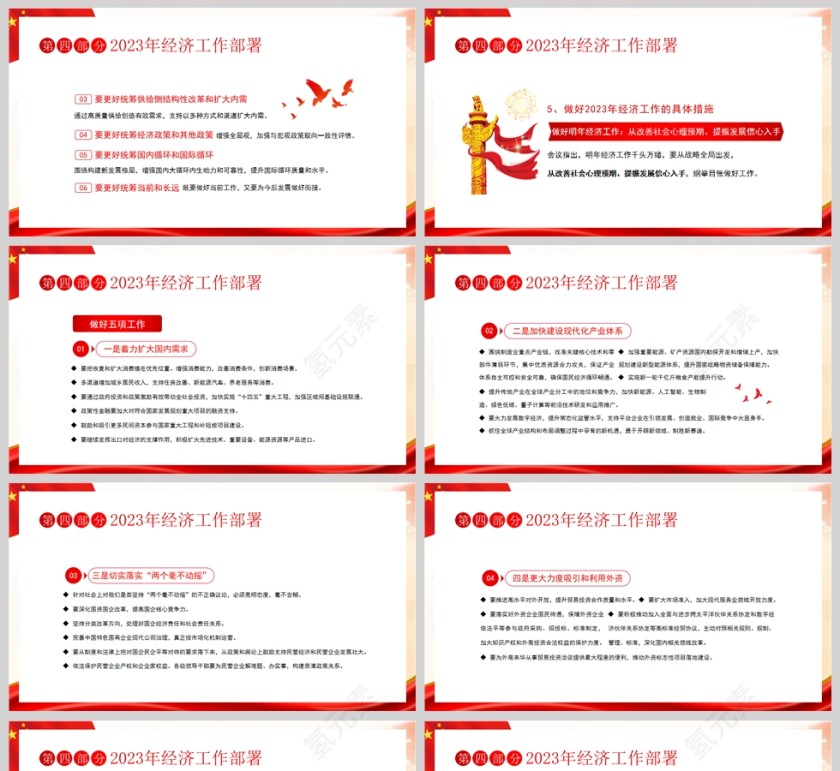 红色党政风2022年中央经济工作会议精神2023经济这样干PPT模板第5张