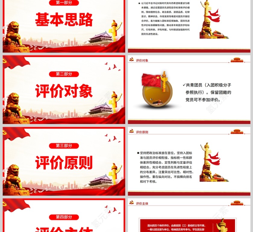 红色党政风新时代共青团员先进性评价指导大纲PPT模板第2张