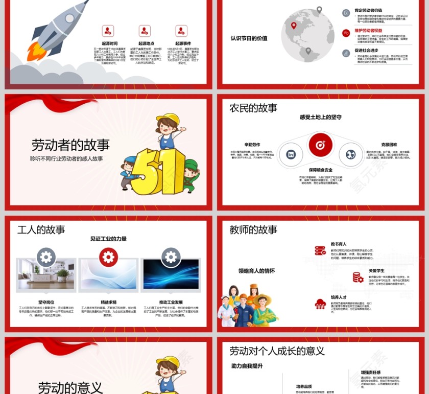 2025小学生五一劳动节主题班会PPT模板第2张