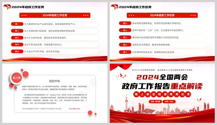 红色党政风格2024年度全国两会政府工作报告重点解读PPT模板第5张