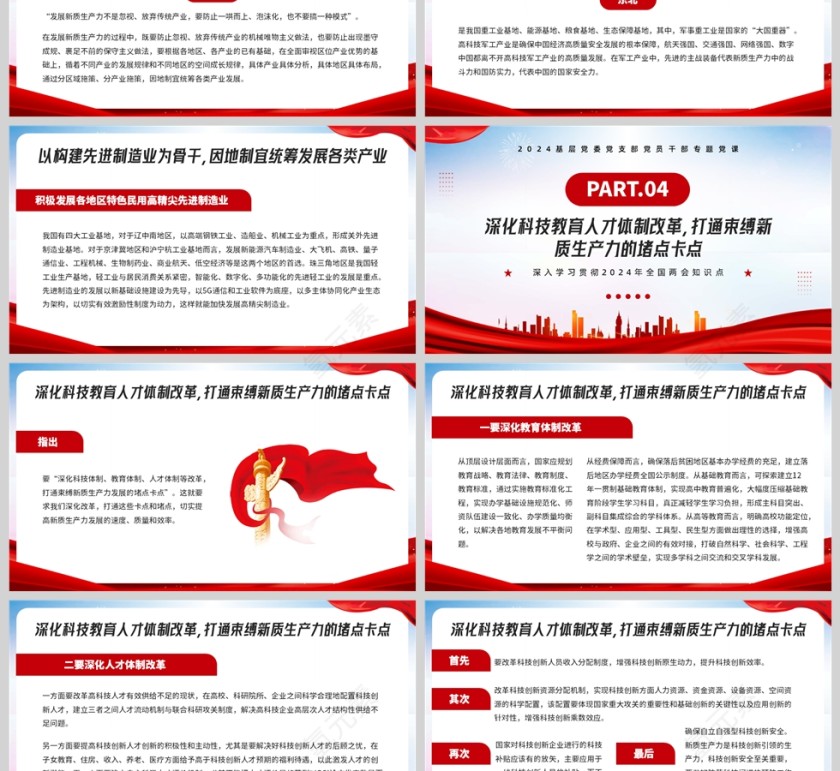 红色简约风格因地制宜地发展新质生产力两会学习报告解读PPT模板第3张