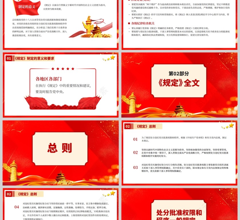 红色党政风中国共产党处分违纪党员批准权限和程序规定PPT模板第2张