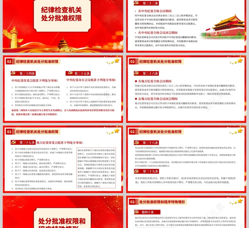 红色党政风中国共产党处分违纪党员批准权限和程序规定PPT模板第6张