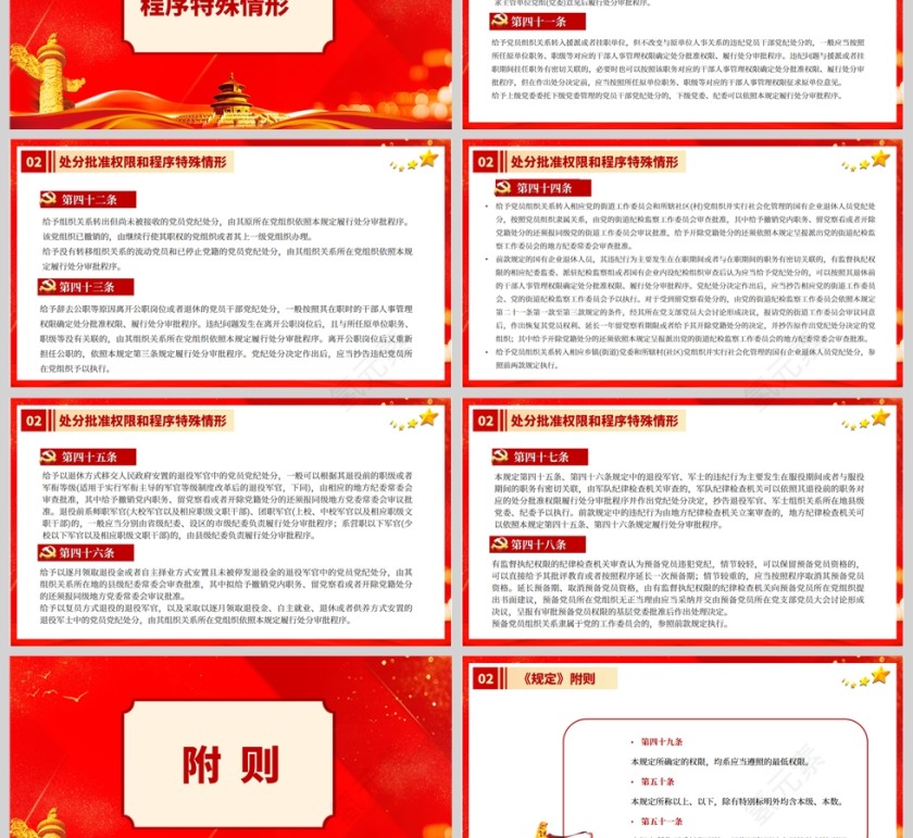 红色党政风中国共产党处分违纪党员批准权限和程序规定PPT模板第7张