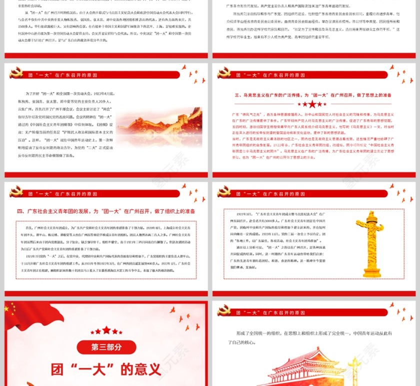 红色党政青年团“一大”中国青年运动的里程碑PPT模板第3张
