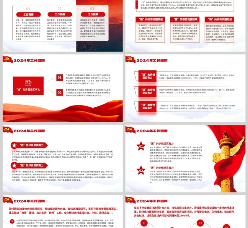 红色党政风格两会政府工作报告文件全文解读01部分PPT模板第2张