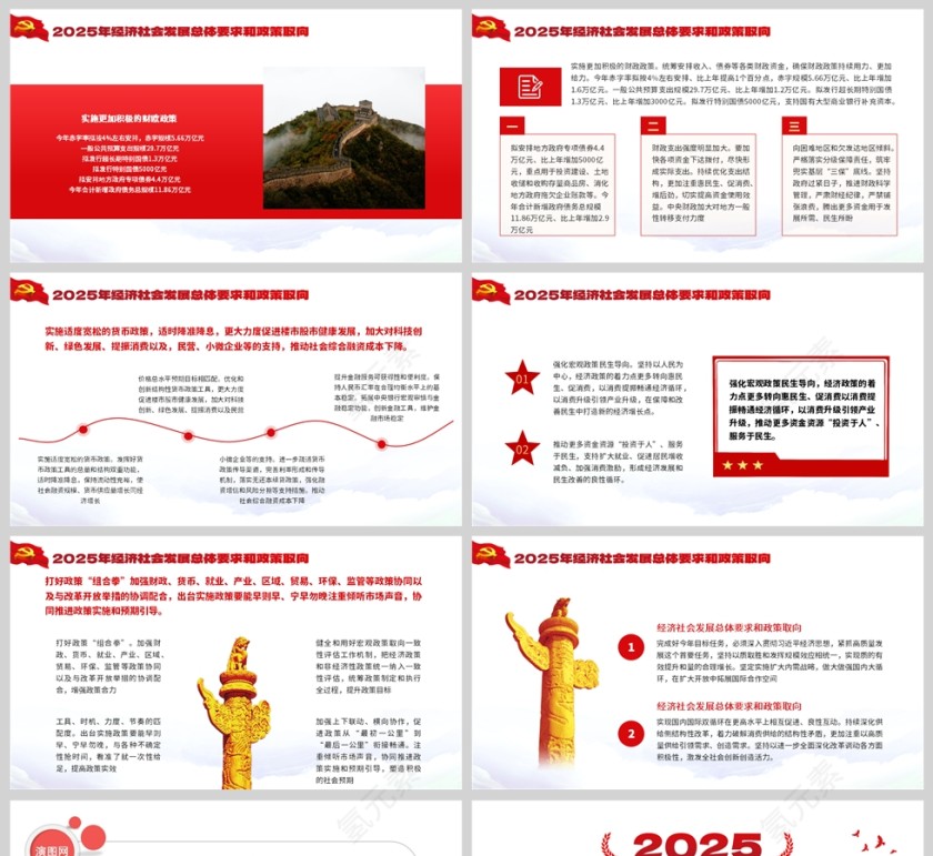 红色党政风格两会政府工作报告文件全文解读01部分PPT模板第5张