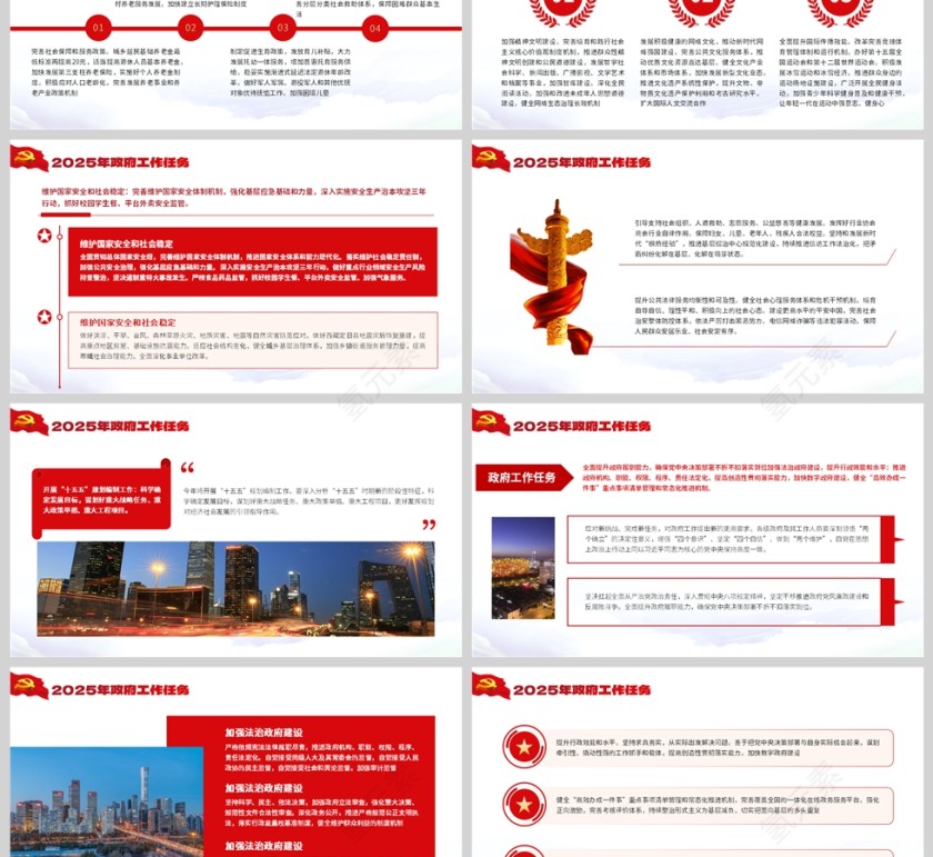 红色党政风格两会政府工作报告文件全文解读03部分PPT模板第3张