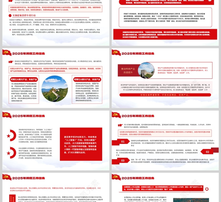红色党政风格两会政府工作报告文件全文解读02部分PPT模板第2张