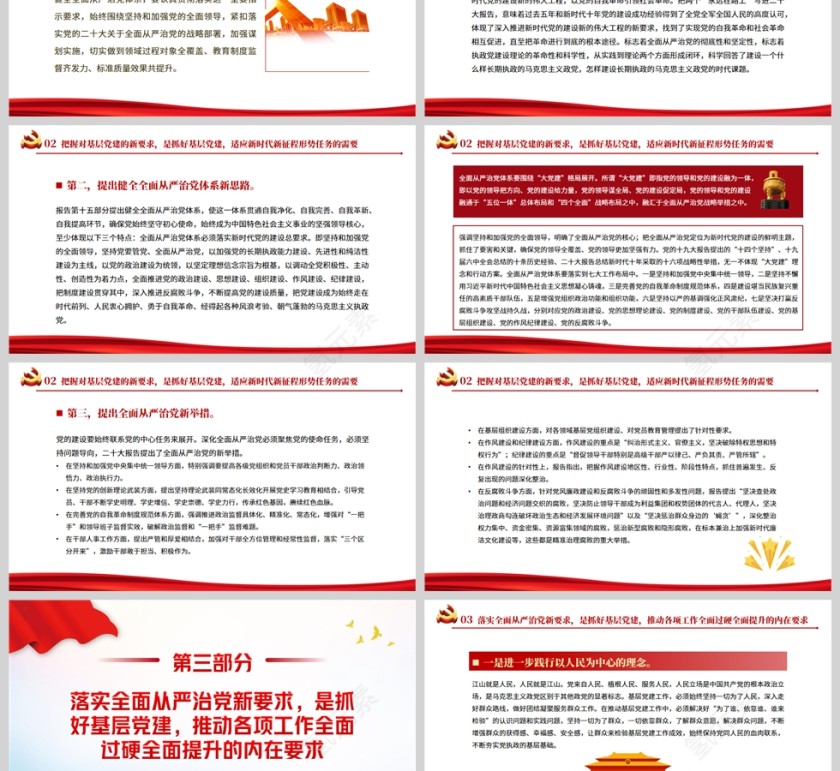 红色党政风贯彻落实全面从严治党新要求做好新时代基层党建工作PPT模板第3张